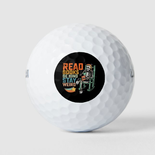 Pelotas De Golf Leer Libros Sé Amable Quédese Raro Esqueleto (Anverso)