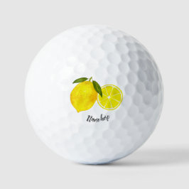 Pelotas De Golf Lemones amarillos de acuarela personalizada