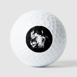 Pelotas De Golf León Blanco Negro - Arte Pop Animal