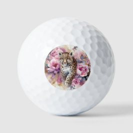 Pelotas De Golf Leopard Cub & Rosas Keychain