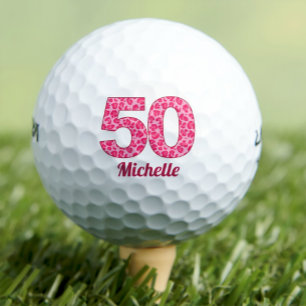 Pelotas De Golf Leopardo rosado imprime 50 años de golfista 50 año