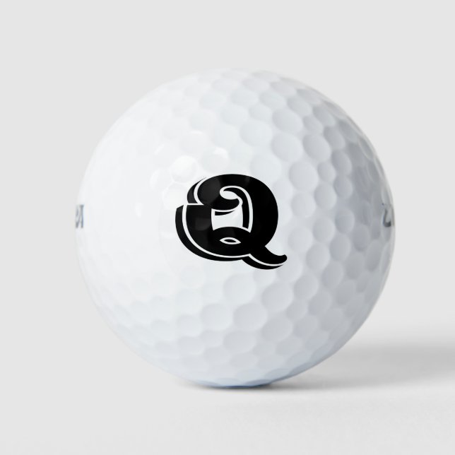Pelotas De Golf Letra blanca blanca blanca negra Q monogramada (Anverso)