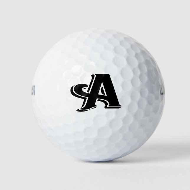 Pelotas De Golf Letra blanca negra a monograma (Anverso)