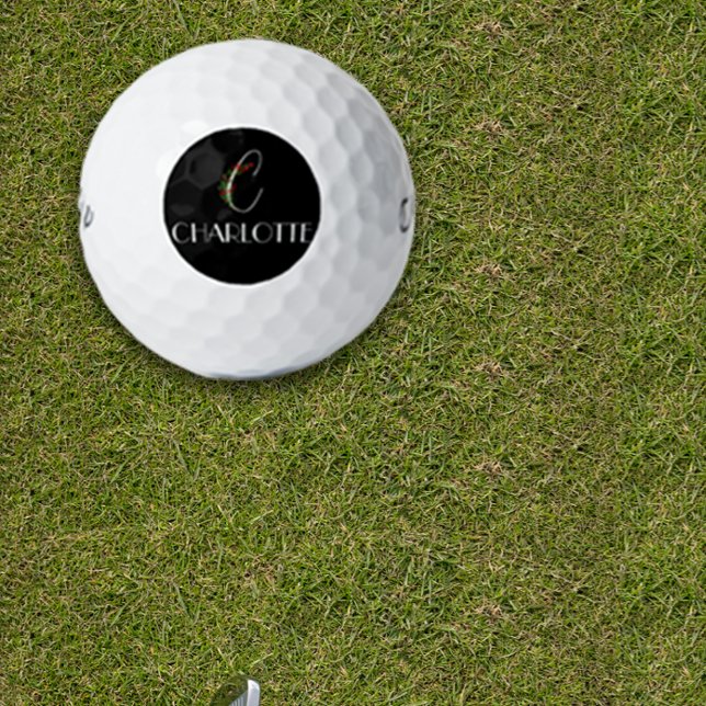 Pelotas De Golf Letra botánica de la acuarela Boho C negro (Subido por el creador)