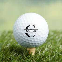 Pelotas De Golf Letra C | Monograma negro ornamental dividido