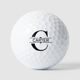 Pelotas De Golf Letra C | Monograma negro ornamental dividido