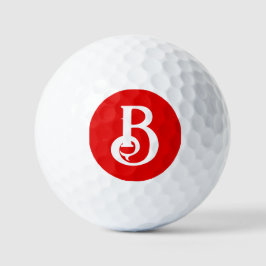 Pelotas De Golf Letra inicial clásica blanca monogramada roja