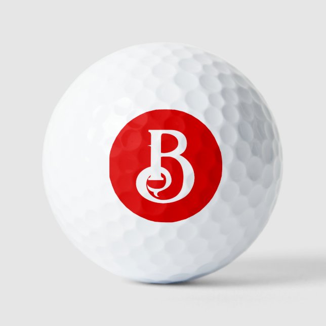 Pelotas De Golf Letra inicial clásica blanca monogramada roja (Anverso)