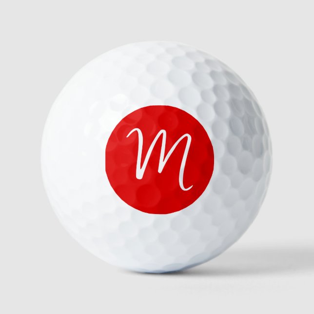 Pelotas De Golf Letra inicial monograma blanco rojo estilo (Anverso)