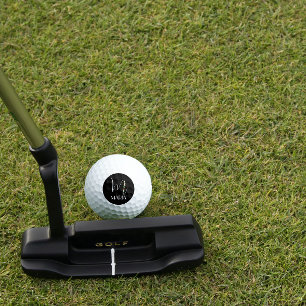 Pelotas De Golf Letra M monograma color de agua rojo mamá negro