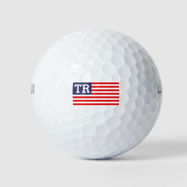 Pelotas De Golf Letra monogramada personalizado bandera patriótica (Anverso)