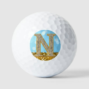 Pelotas De Golf Letra N de diamante de lujo sobre fondo de purpuri