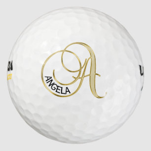 Pelotas De Golf Letra personalizada A - regalo del oro del