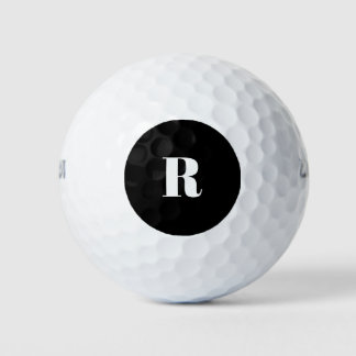 Pelotas De Golf Letras retro en monograma negro y blanco