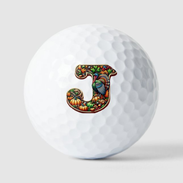Pelotas De Golf Letter J Thanksgiving style gift  (Anverso)