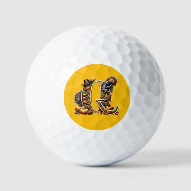 Pelotas De Golf Letter Q Thanksgiving style turkey  (Anverso)
