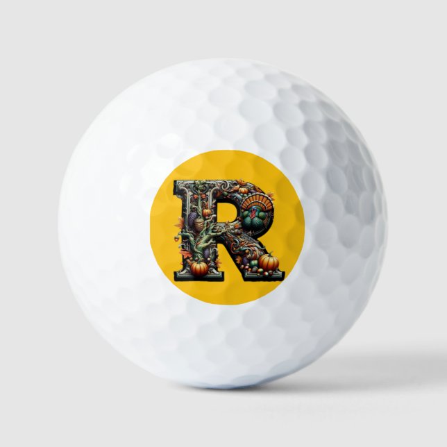 Pelotas De Golf Letter R Thanksgiving style turkey  (Anverso)