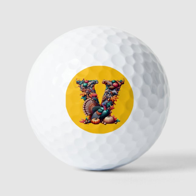 Pelotas De Golf Letter V Thanksgiving turkey style gift  (Anverso)