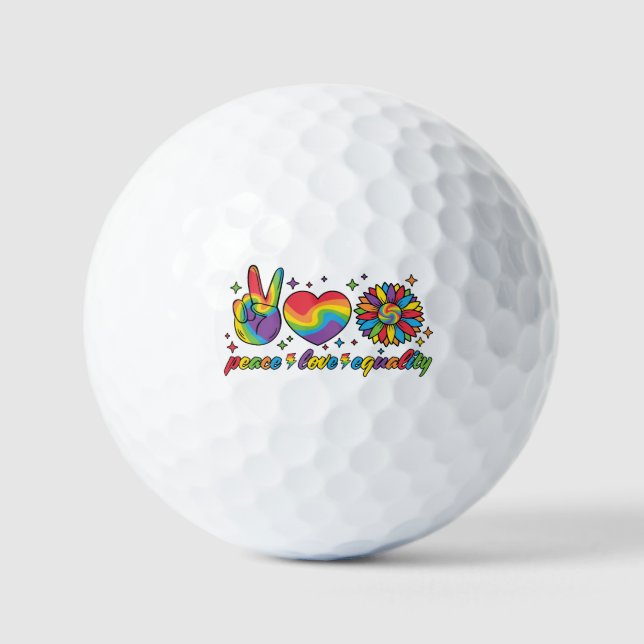 Pelotas De Golf LGBTQ - Paz, amor, igualdad (Anverso)