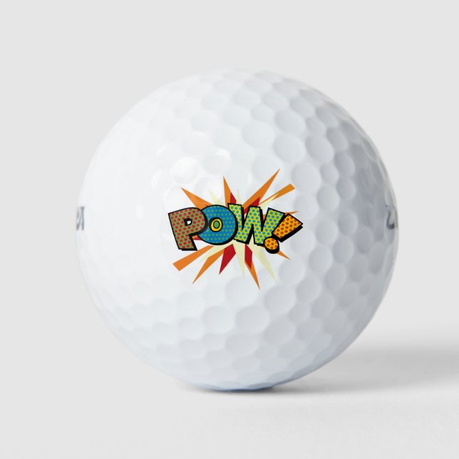 Pelotas De Golf Libro de Cómic Retro Divertido de POW (Anverso)