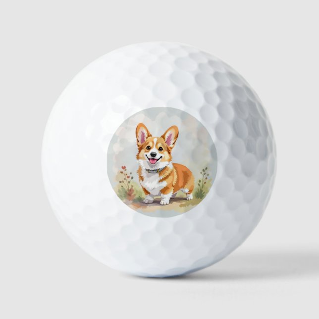 Pelotas De Golf Lindo perro Corgi Galés de Pembroke rojo (Anverso)