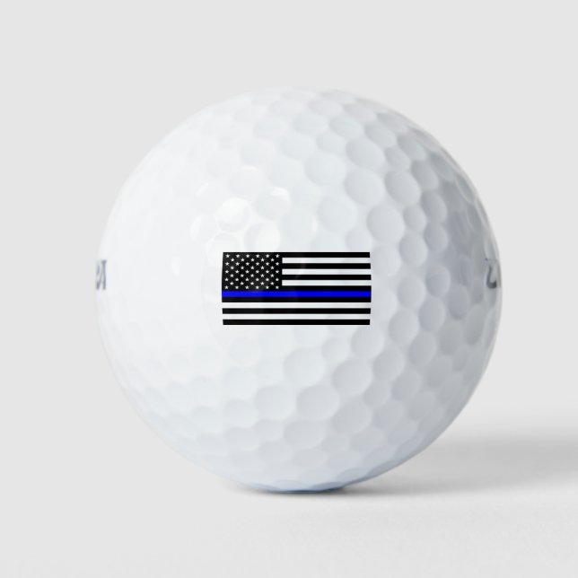 Pelotas De Golf - Línea Azul delgada - Bandera estadounidense (Anverso)