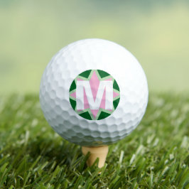 Pelotas De Golf Lirio de Agua Caprichoso Rosa Verde Monograma