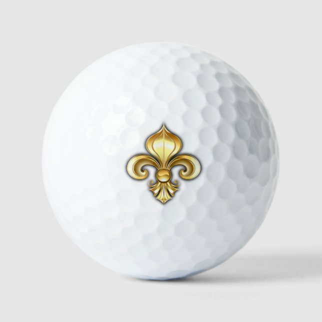 Pelotas De Golf Lirios de oro sobre azul (Anverso)