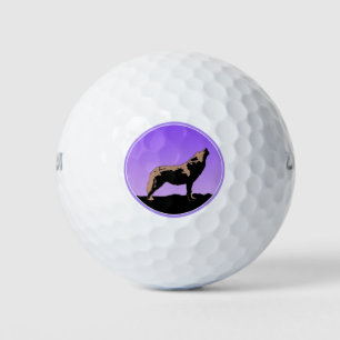 Pelotas De Golf Lobo al atardecer - Arte de vida salvaje original