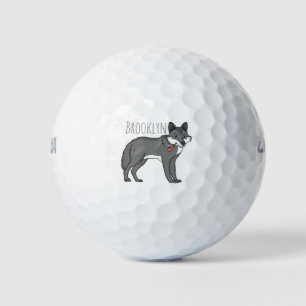 Pelotas De Golf Lobo gris con ilustracion de personalizado de tube