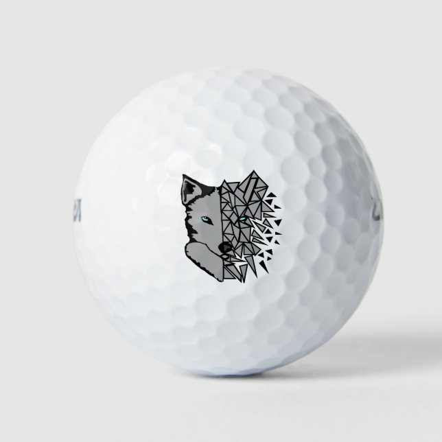 Pelotas De Golf Lobo gris geométrico (Anverso)
