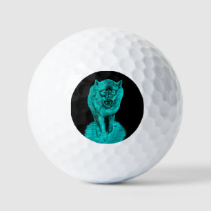 Pelotas De Golf Lobo negro enojado en la noche