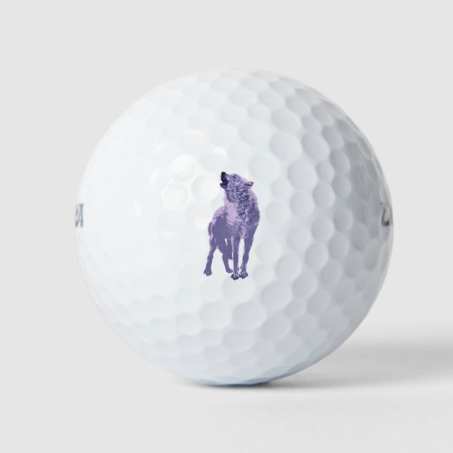 Pelotas De Golf Lobo solitario con morado (Anverso)