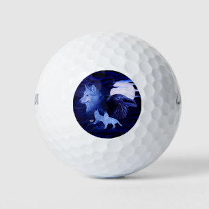 Pelotas De Golf Lobos y Raven con luna llena