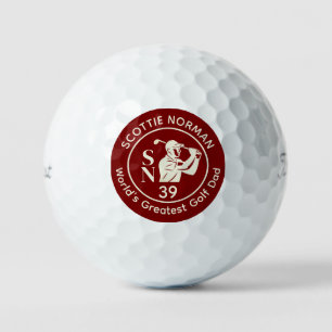 Pelotas De Golf LOGO de color rojo oscuro: 'El mayor papá de golf