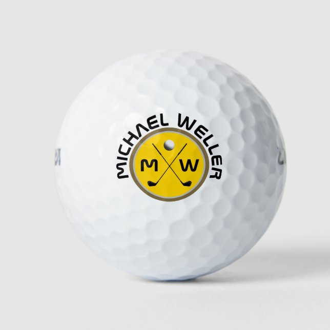 Pelotas De Golf logotipo de golfista fresco en amarillo (Anverso)