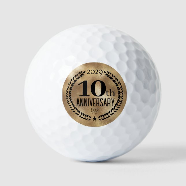 Pelotas De Golf Logotipo de oro del 10° Aniversario (Anverso)