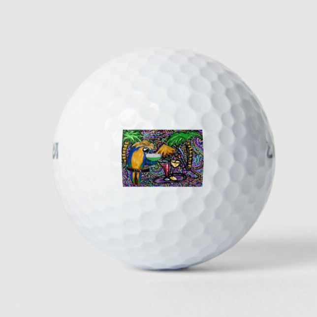 Pelotas De Golf Loro de fiesta en la playa (Anverso)