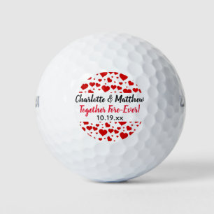 Pelotas De Golf Los corazones adoran la tipografía negra roja, fav