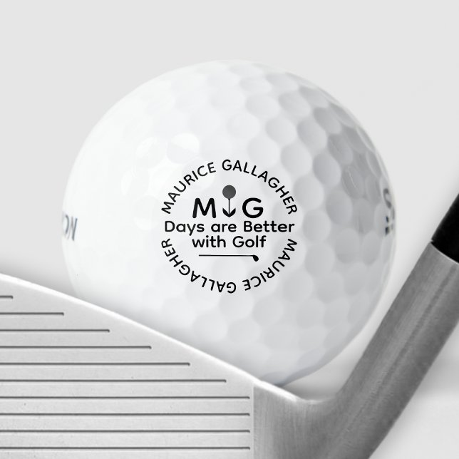 Pelotas De Golf 'Los días son mejores con el golf' monogramado (Subido por el creador)