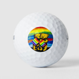 Pelotas De Golf Los osos aman a la pareja LGBT bandera arcoiris