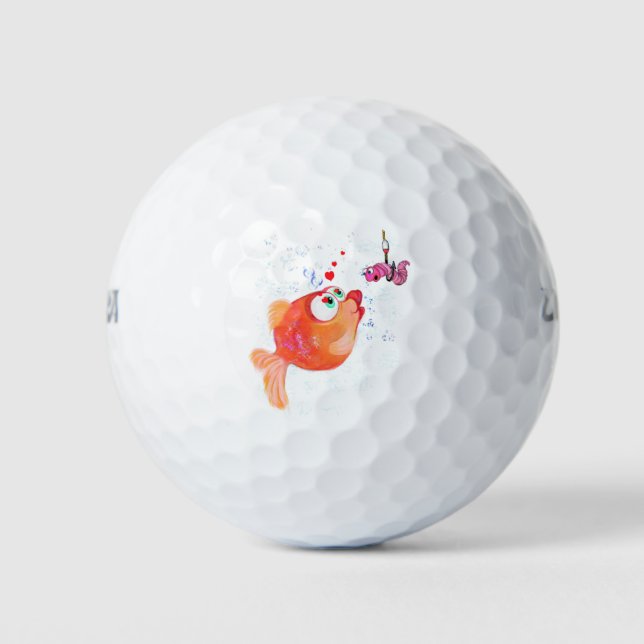Pelotas De Golf Los peces y gusanos divertidos adoran las romántic (Anverso)