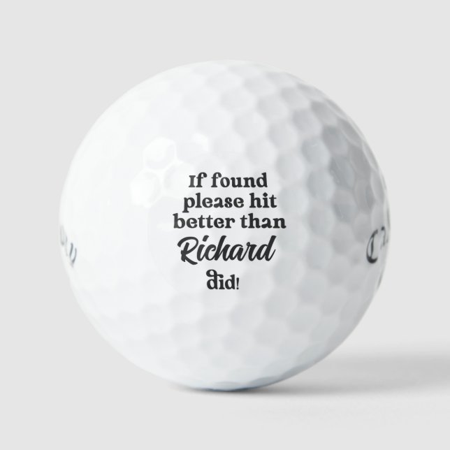 Pelotas De Golf Lost Ball Pun Golf Balls - Custom Name Funny (Anverso)