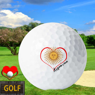 Pelotas De Golf Love Argentina Golf Balls, bandera, corazón, sol
