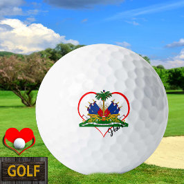Pelotas De Golf Love Haiti Golf Balls, bandera haitiana, corazón