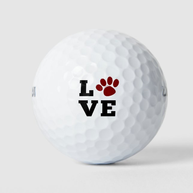 Pelotas De Golf Love Paw Print Animal Lover Dog Lover (Anverso)