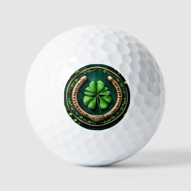 Pelotas De Golf Lucky Horseshoe and Clover Design (Anverso)