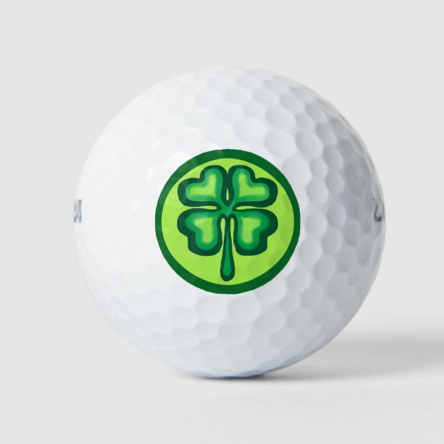 Pelotas De Golf Lucky Irish cuatro hojas de trébol shamrock (Anverso)