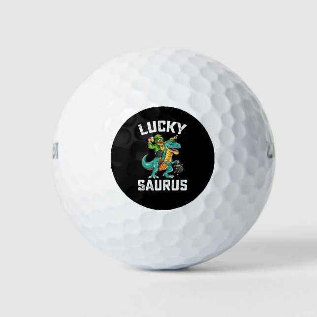 Pelotas De Golf Lucky Saurus Dinosaur T Rex St Patrick's Day (Anverso)
