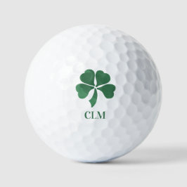 Pelotas De Golf Lucky Shot Monogramado Irlandés Four Leaf Clovers